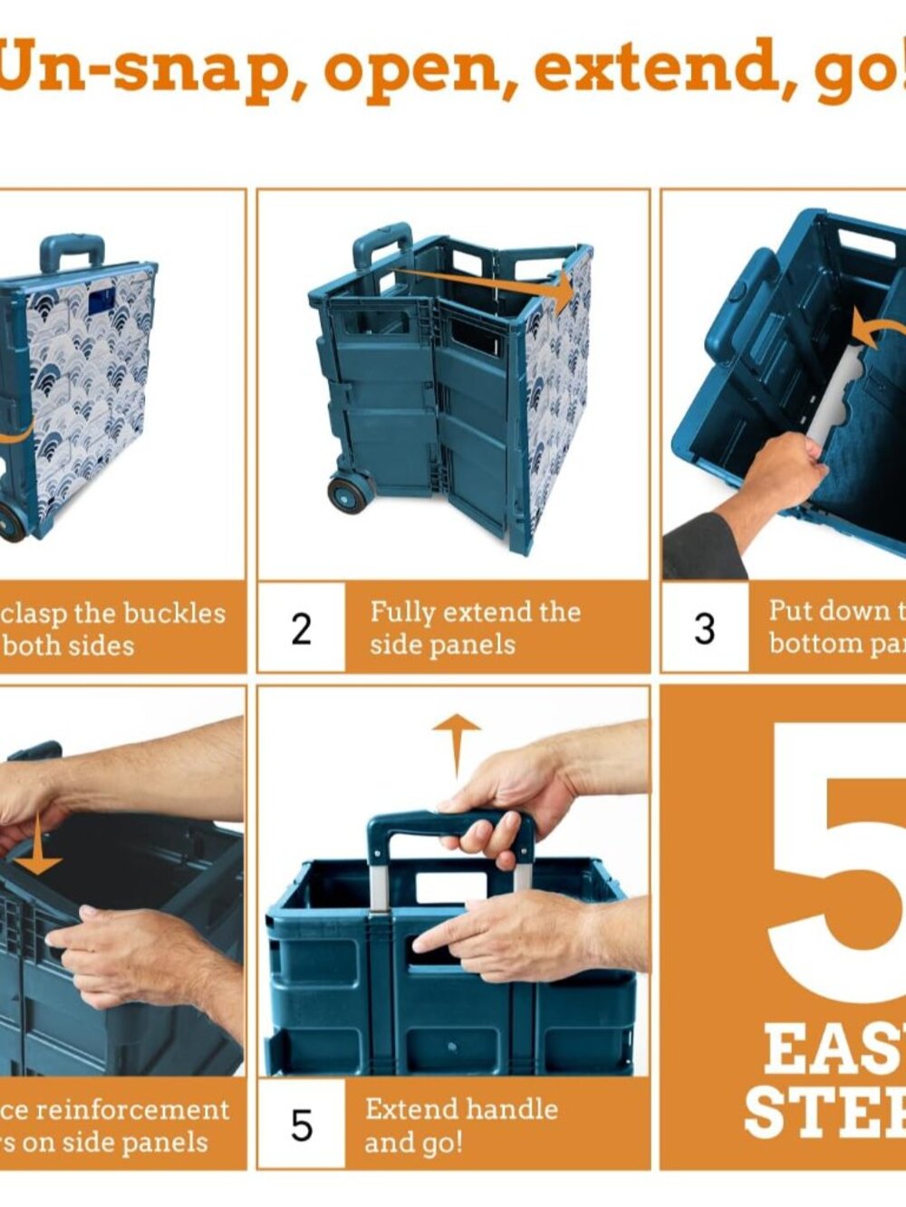 Ultra-Slim Rolling Collapsible Storage Pack-N-Roll Utility-carts, with Telescopi - Picture 8 of 9
